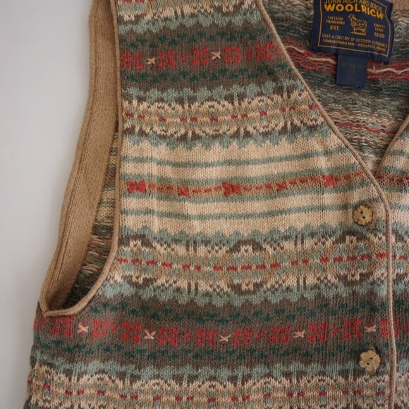 Vintage Woolrich Fair Isle Knit Sweater Vest Cabincore Cottagecore M - Picture 7 of 8